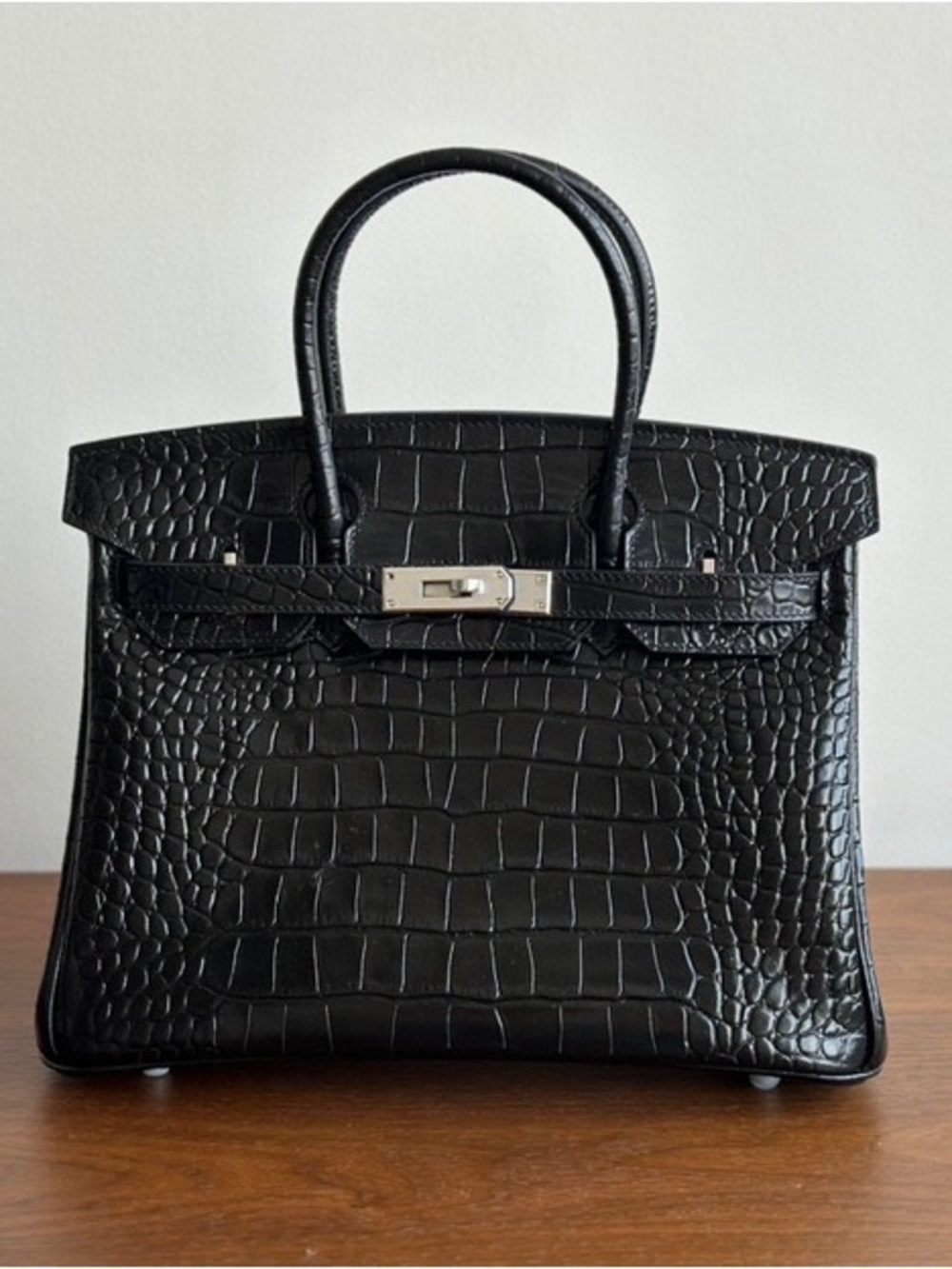 Black Croc-Embossed H birkin 30cm